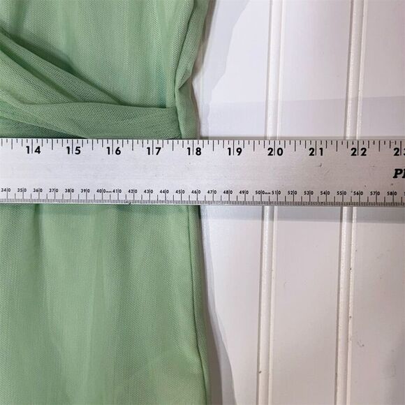 DKNY NWT Mint Green Mesh Wrap Top XL | Y2K Minimalist Layered V-Neck Blouse - Picture 4 of 8
